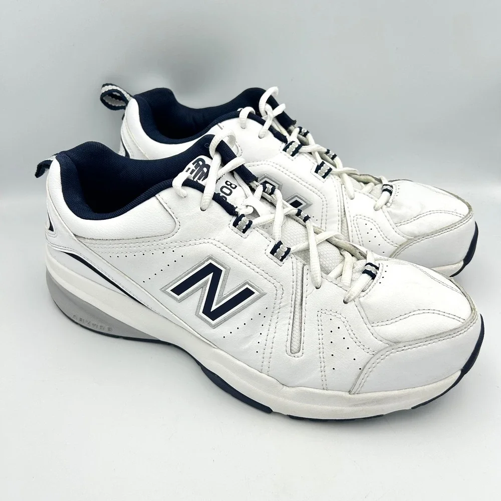 New Balance 608 Mens 13 4E Extra Wide  Leather Cross Training Shoes White Navy